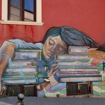 Another mural - tired girl